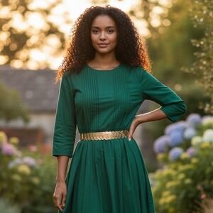 Gold Tone Flower Medallion Elastic Belt Wide Fashion Statement Waist Cincher